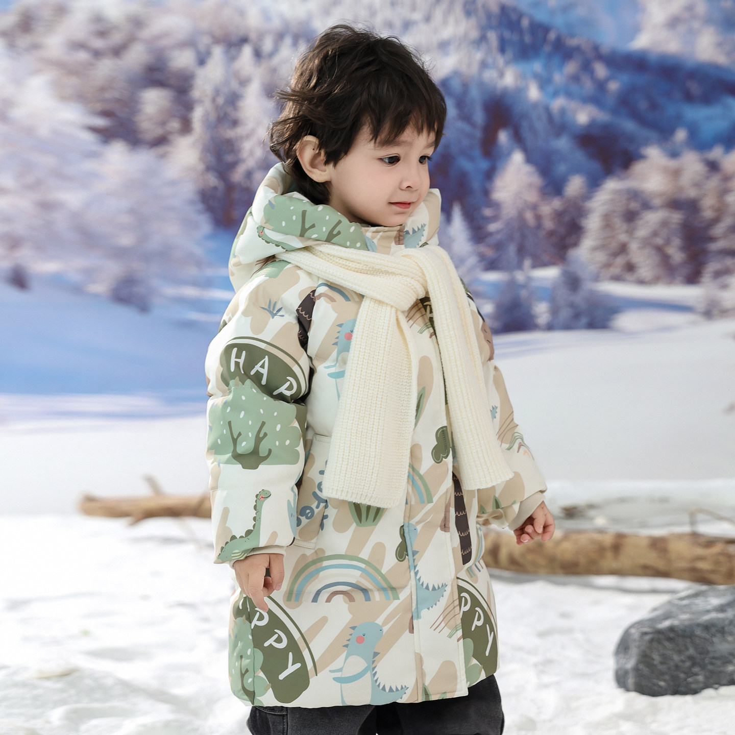 巴童巴拉儿童羽绒服男童宝宝2026冬季新款小童加厚保暖中长款外套,淘宝优惠券,粉丝福利购,淘宝优惠卷