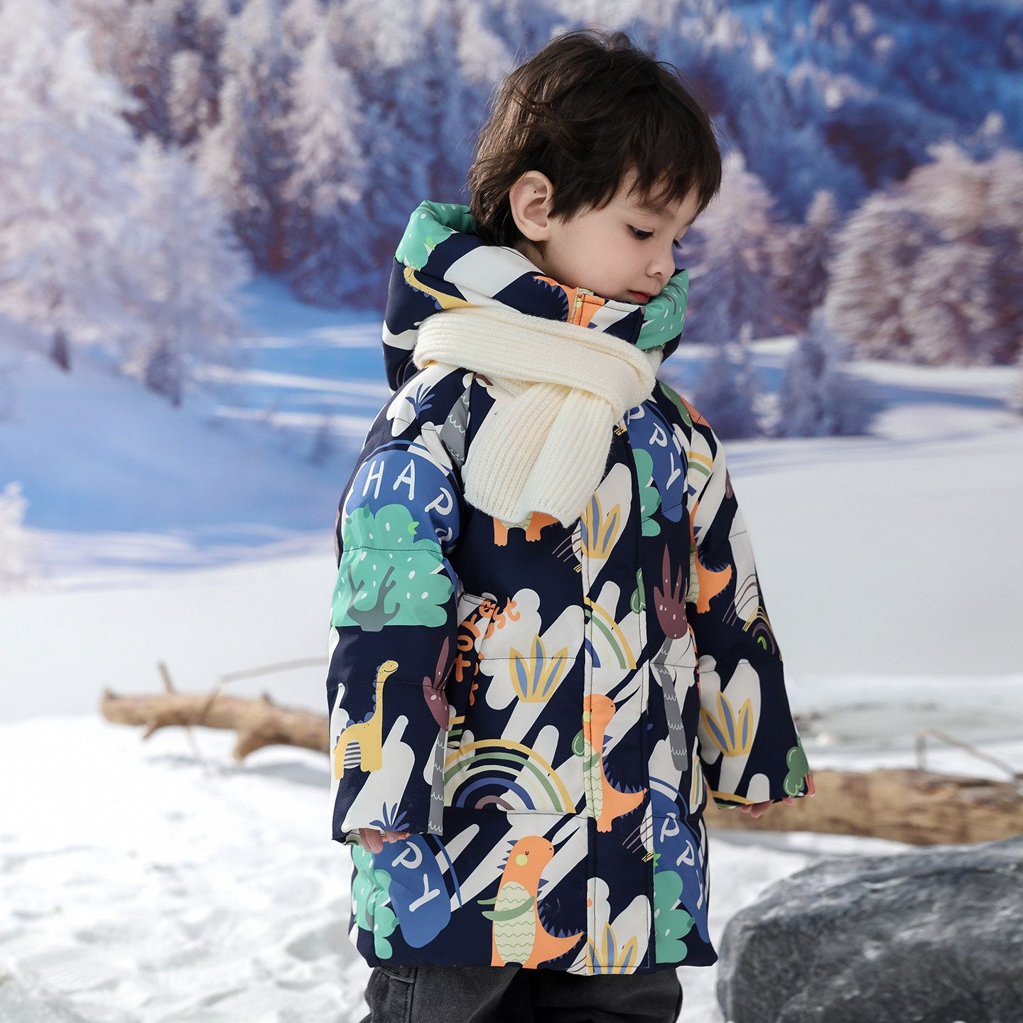 巴童巴拉儿童羽绒服男童宝宝2026冬季新款小童加厚保暖中长款外套,淘宝优惠券,粉丝福利购,淘宝优惠卷