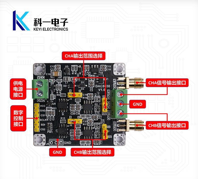 DAC8830模块 双路两通道16位数模转换器DAC模块 0-5V 0-10V ±10V - 图0