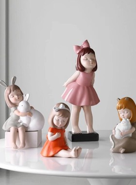 北欧小摆件家居装饰o品儿童女生房间布置桌面摆设卡通娃娃人物可