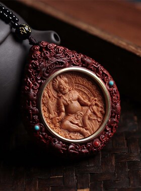 紫檀木雕龙年生肖本命佛守护神时来运转项链吊坠手把玩车挂件饰品