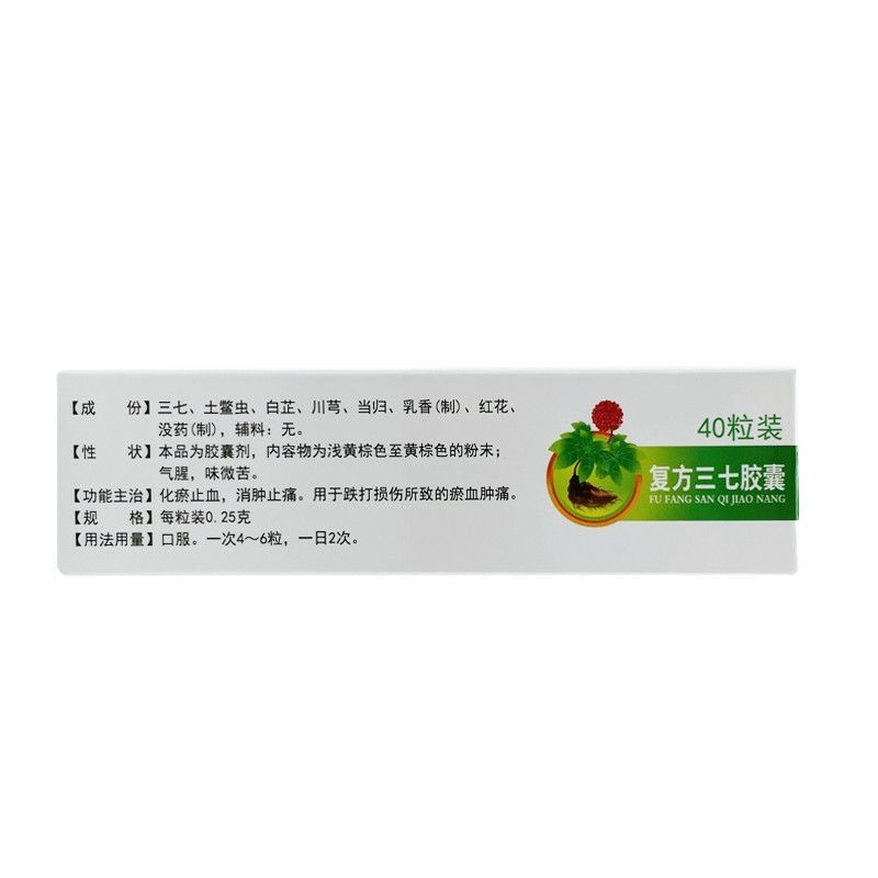 风言康 复方三七胶囊 0.25g*40粒/盒 跌打损伤所致的瘀血肿痛 - 图2