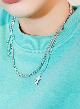 饰品小众设计款英文字母镀银项链女百搭个性P毛衣链网红潮搭颈饰
