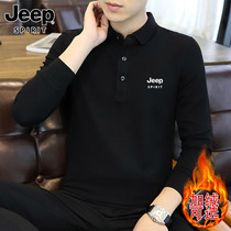 Jeep gip men polo shirt autumn winter 2023 new business casual Compassionate Plus Suede Thickened Long Sleeve T Shirt