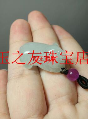 翡翠色玉猪吊坠玉坠男女项链发财猪生肖立体挂件玉石民族风未镶嵌