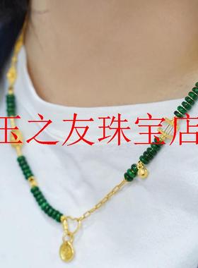 干青银古法金新中式锁骨链隔片珠