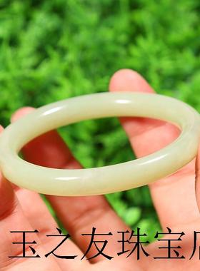 新疆和田玉色新疆若羌黄口料高端黄玉手镯胖圆条女玉镯子百搭小众