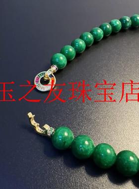 缅甸翡翠色干青圆珠项链大颗粒新中式国风原创饰品玉石阳绿锁骨链