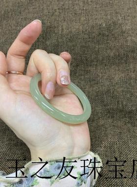 新疆和田玉手镯高端新疆小细圆条晴水美人叮当镯子网红翡翠玉石女