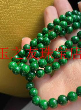 翡翠色干青圆珠项链铁龙生阳绿新中式复古原创女款国风花青毛衣链