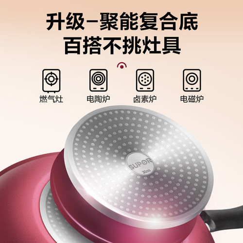 苏泊尔锅具套装不粘锅家用三件套炒锅全套乔迁新居燃气电磁炉通用 - 图2