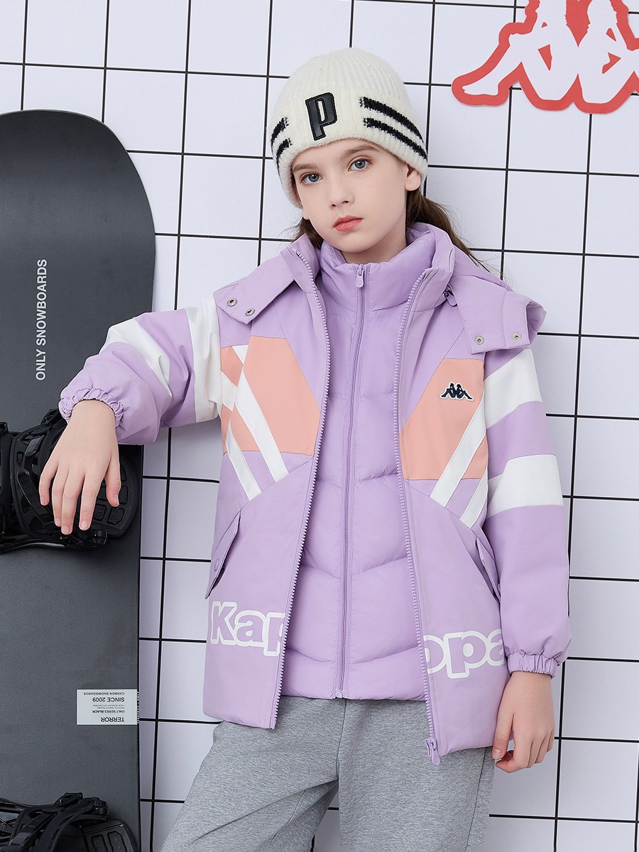 【Kappa kids】童装女童羽绒服新款加厚保暖连帽儿童外套