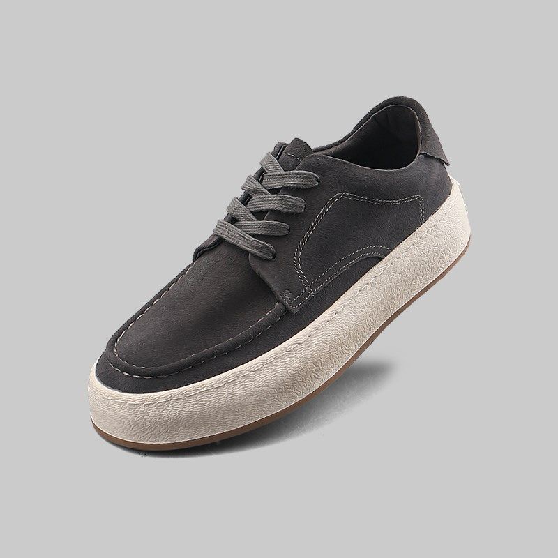 捡漏外贸真皮男鞋秋季2023新款复古潮流厚底低帮百搭皮面休闲板鞋,淘宝优惠券,粉丝福利购,淘宝优惠卷