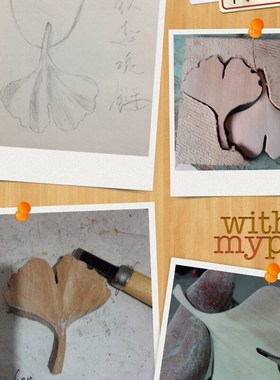 银杏叶项链  木项链 纯手工雕刻 素雅 毛衣链 礼物 文艺古风项链