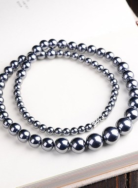 天然太赫兹石塔链 钛赫兹圆珠光珠项链毛衣链健康促循环美容饰品
