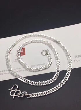 男士项链999纯银马鞭链手工银链子潮人个性霸气颈链正品