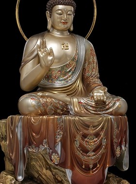 纯铜说法佛释迦摩o尼佛像居家佛像摆件佛像释迦牟尼铜像