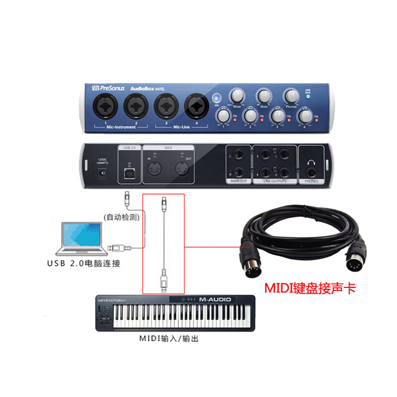 WAVEART MIDI-3 5针对5针 MIDI线 3米接MIDI键盘 电子琴 电钢 - 图1