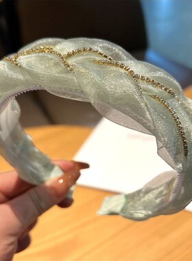麻花辫发箍白色压发圈2022年新款夏季网红L宽边高级感带齿头箍防