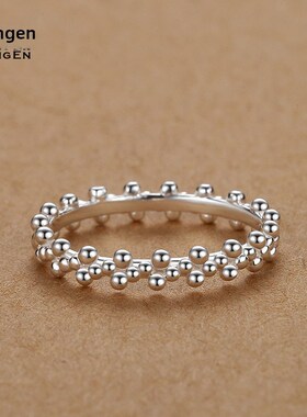 普通戒指闭口999纯银戒指女性小众设计超精细自律食指冷个性化戒