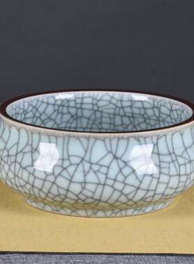 陶瓷工艺品摆 仿古裂纹釉陶瓷笔洗F 茶洗文房四宝 书房画室专用