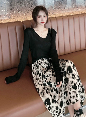 2020年新款显k瘦显高气质长裙御姐轻熟风女装两件套装连衣裙子秋