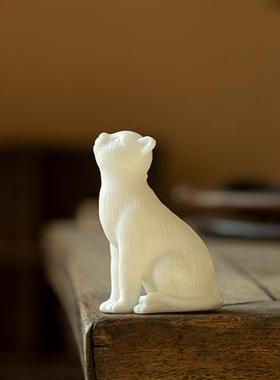 创意德化白瓷精品手工陶瓷小摆件可爱动物小猫咪桌面装饰品摆设
