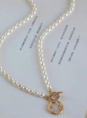 天然淡水珍珠项链女 轻奢高级感小众气质OT扣颈链 秋冬爆款毛衣链