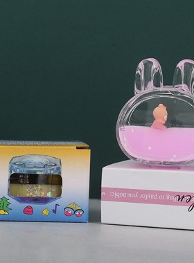 儿童卡通漂浮沙漏摆件南瓜车兔头创意油滴笔插R液体流沙玩具摆件