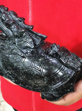 天然独山玉龙龟摆件子母龙龟现y代家居客厅电视柜简约摆放朋友礼