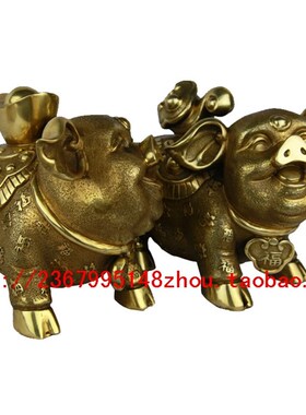 宇卓铜器 纯铜如意福猪摆件 财猪T一对工艺品摆件