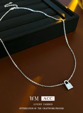 锁头爱心冷淡风吊坠项链轻奢w高级感简约锁骨链新款通勤百搭项饰