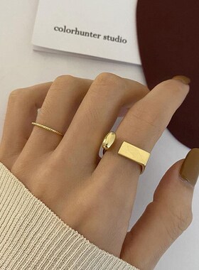 韩版D字母戒指女时尚设计个性创意开口不规则几何型手饰品