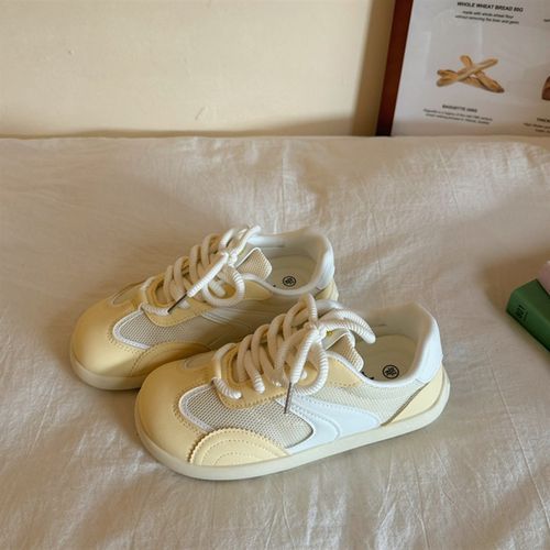 林先叁 复古德训休闲板鞋女夏季新款薄款透气百搭网面休闲小白鞋 - 图0