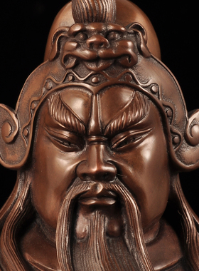 紫铜关公武财神摆件招财关公像关二爷关羽铜像家居客厅玄关装饰品