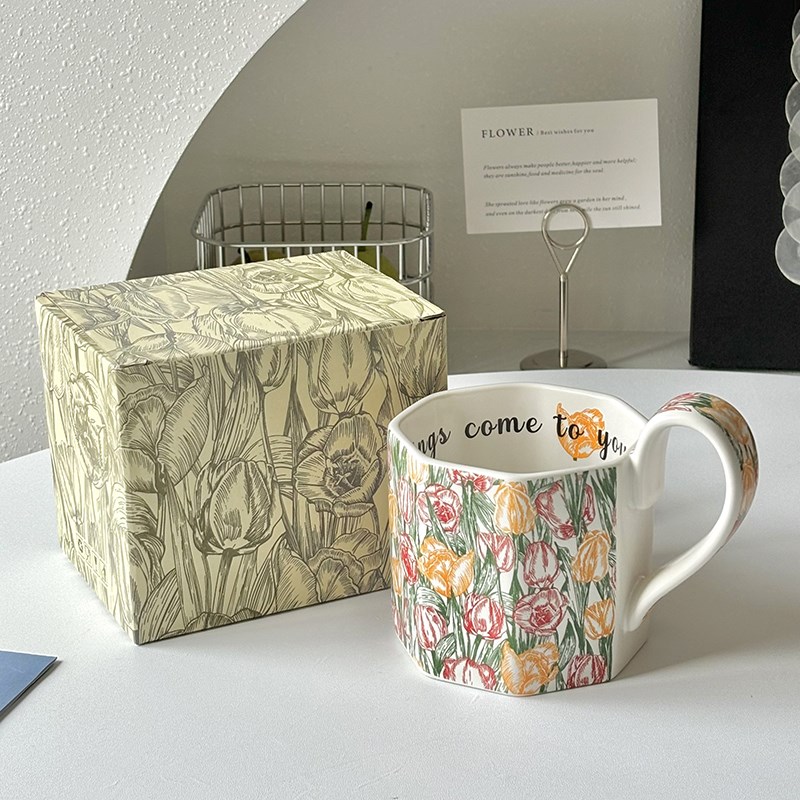 高级感陶瓷杯马克杯伴手礼杯子礼盒高颜值咖啡杯碟水杯女生日礼物 - 图2