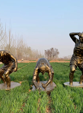 玻璃钢仿铜牛耕地铜雕民俗农耕文化人物雕塑农村园林景观小品摆件