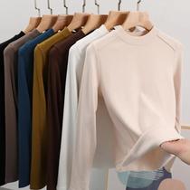 Grinding Wool Plus Suede Fishbone Stand-up Collar Undershirt Woman Big Code Long Sleeve Outside Wearing 100 Lap Autumn Winter Warm Blouse To Be Slim Fit