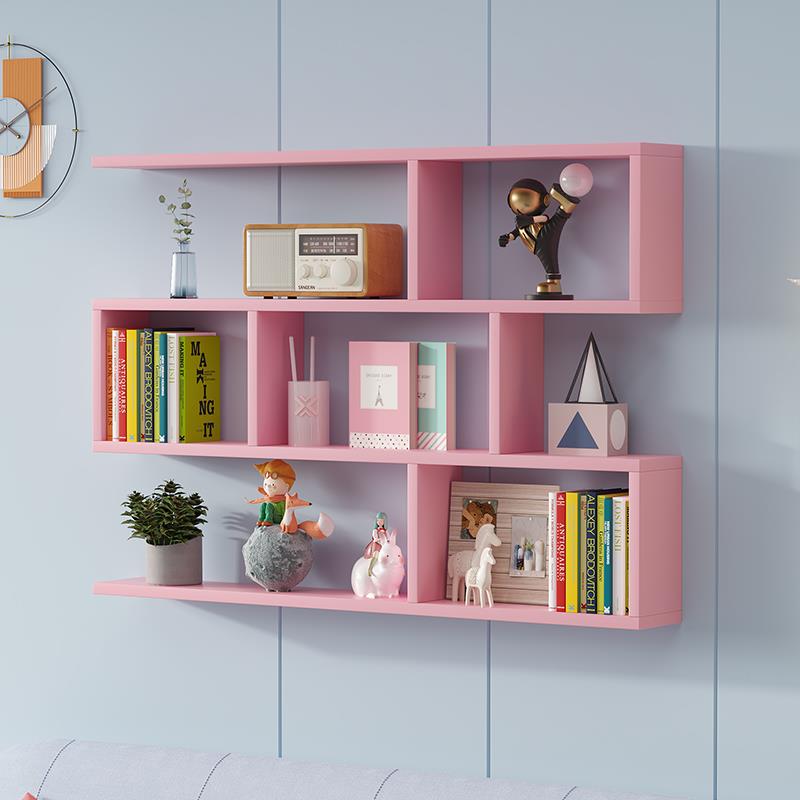 创意墙上置物架收纳层架壁挂隔板墙架卧室书架背景墙装饰架现代简 - 图2