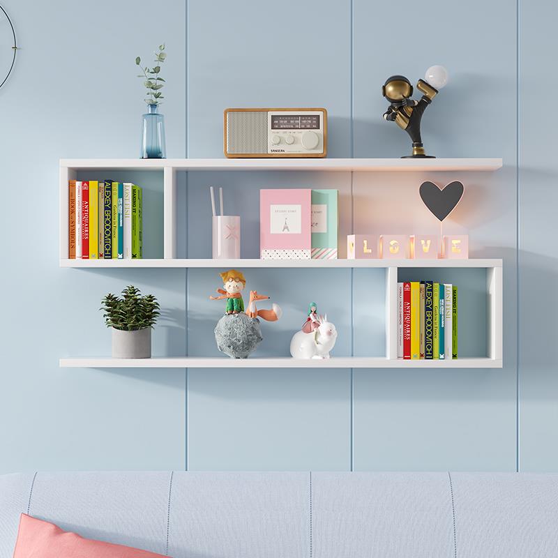 创意墙上置物架收纳层架壁挂隔板墙架卧室书架背景墙装饰架现代简 - 图3