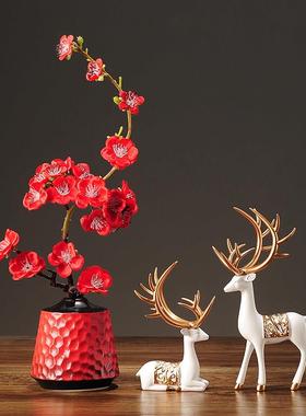 招财小麋鹿客厅酒柜架装饰摆饰家居创意欧式电视柜乔迁礼物玄关