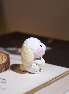 【精品版】卯兔手工木雕小摆件卡通可爱十二生肖系列装饰品礼物