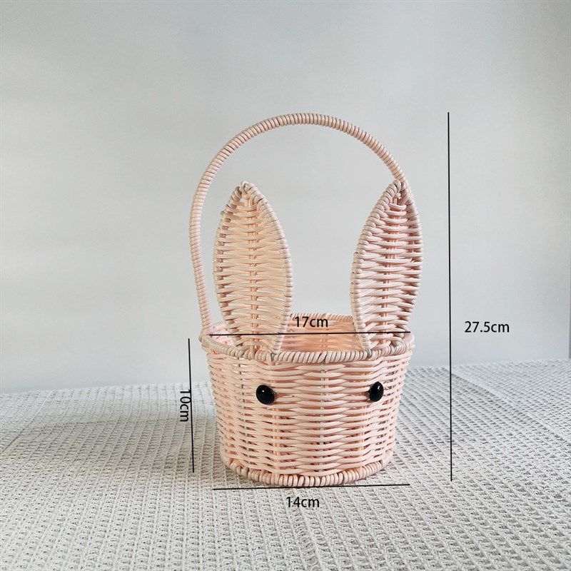 小兔梯形椭圆手提编织简约手工插花小花篮篮子儿童藤编手提手花篮,淘宝优惠券,粉丝福利购,淘宝优惠卷
