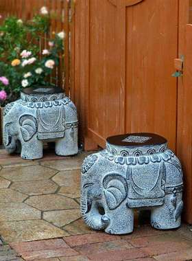 仿古大象人造石墩户外花槽花盆底座庭院花园布置入户门口装饰摆件