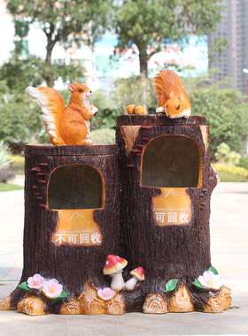 户外卡通幼儿园分类垃圾桶雕塑园林景观摆件动物创意小区垃圾箱大