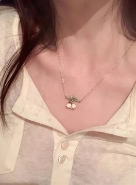 安妮花开|法式森系铃o兰花珍珠项链高级感轻奢清新花朵小众锁骨链