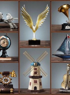 复古小摆件创f意家居客厅玄关欧D式酒柜柜子装饰品书架书柜摆设