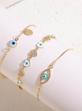 恶魔之眼锆石滴油手链ins风