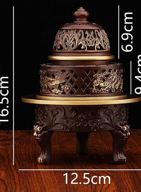 爆款全黄铜四神兽熏香炉浮雕八宝三足炉玄关装饰品铜器金属工艺品