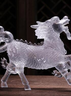 爆款琉璃火麒麟摆件桌面书房玄关祝福寓意工艺品家居客厅装饰礼品